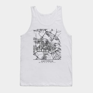 AMSTERDAM NETHERLANDS BLACK CITY STREET MAP ART Tank Top